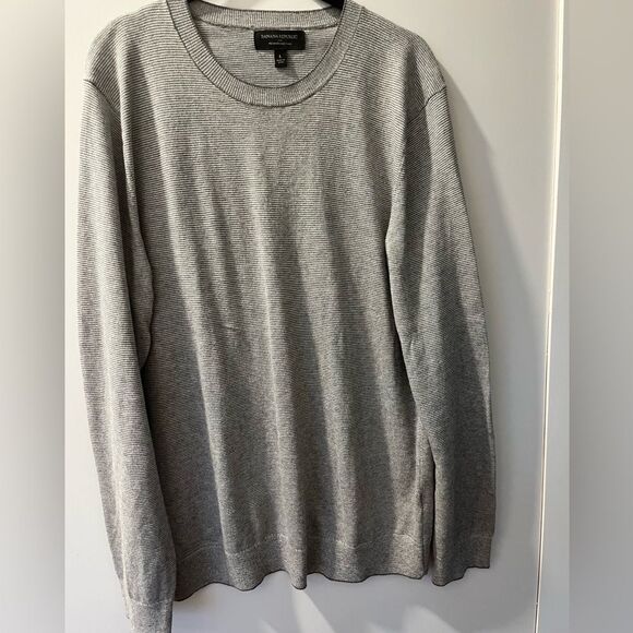 BANANA REPUBLIC Mens Size Large‎ Premium Luxe Yarn Crew Neck Gray Sweater - Picture 6 of 7
